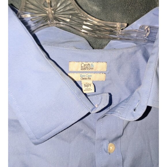 Croft & Barrow Easy Care Classic Fit Dress Shirt Men's Long Sleeve Blue neck 22 - Picture 3 of 11